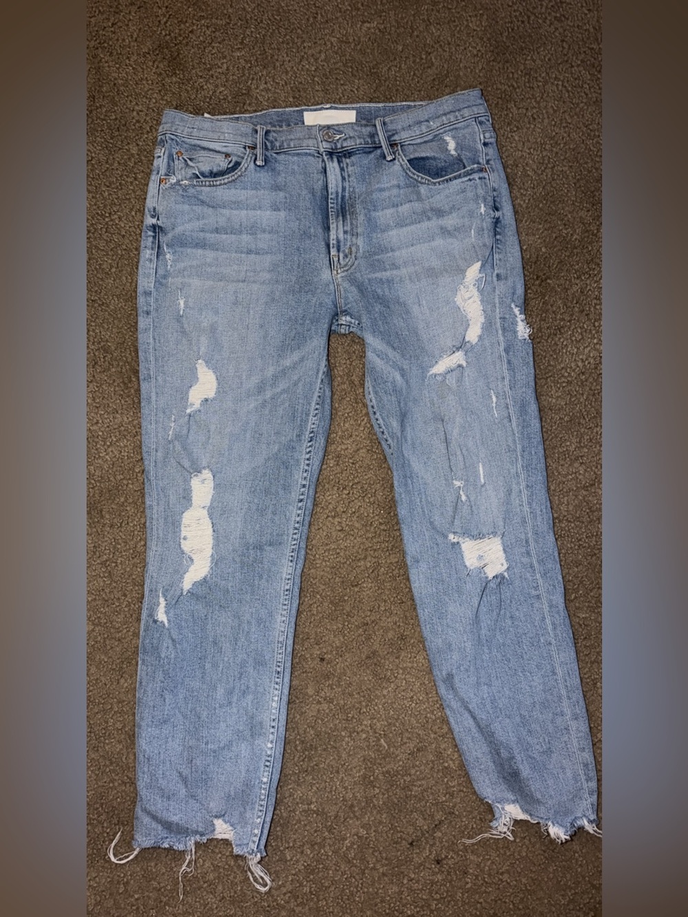 MOTHER Light Blue Distressed Boyfriend Jeans